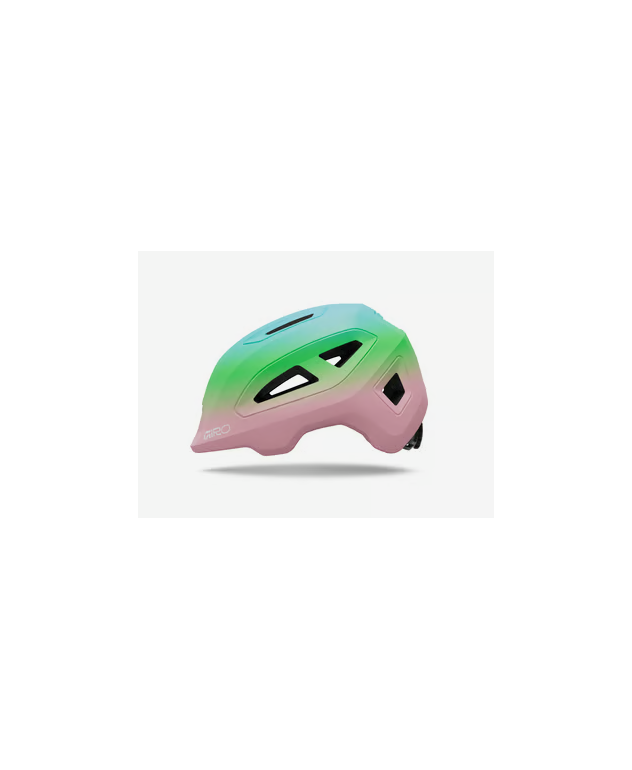 Casco Giro Scamp II verde y rosa para ciclismo infantil con diseño ergonómico y ventilación. 2