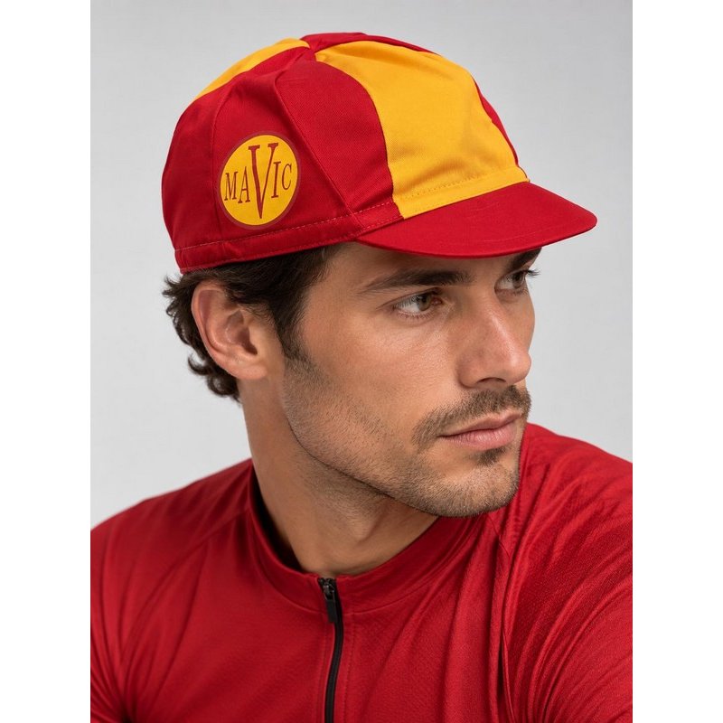 GORRA MAVIC VINTAGE ROJO AMARILLO ALGODON