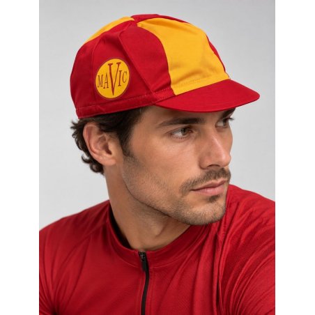 GORRA MAVIC VINTAGE ROJO AMARILLO ALGODON