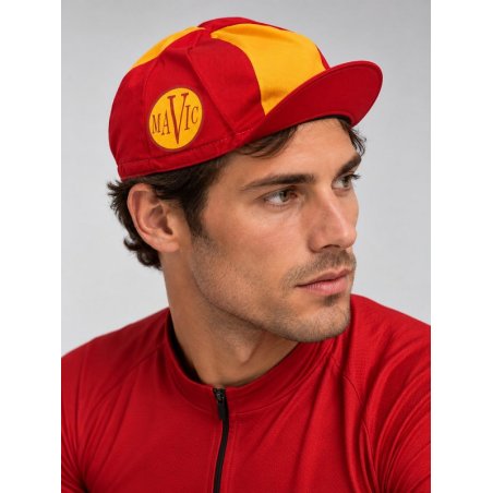 GORRA MAVIC VINTAGE ROJO AMARILLO ALGODON
